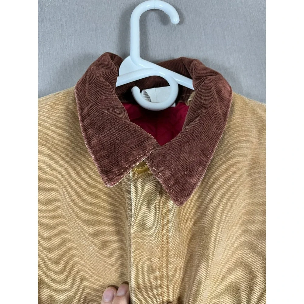Carhartt Coveralls Mens 40 Short X01 Brown Quilt Lined Duck Canvas Distressed
